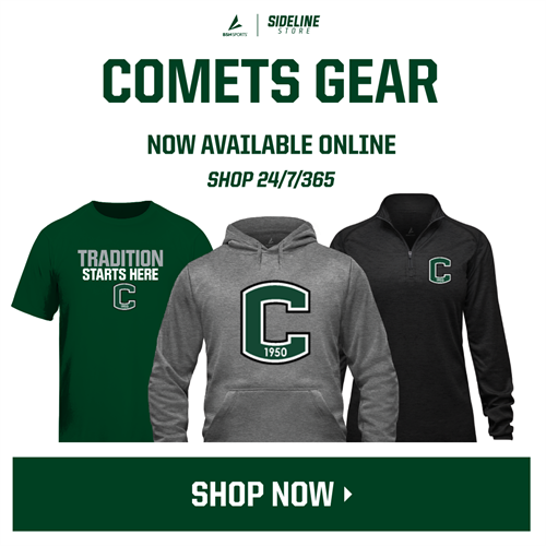 This image is of the advertisement for Comets apparel. It is also a link to the website where the apparel is sold.